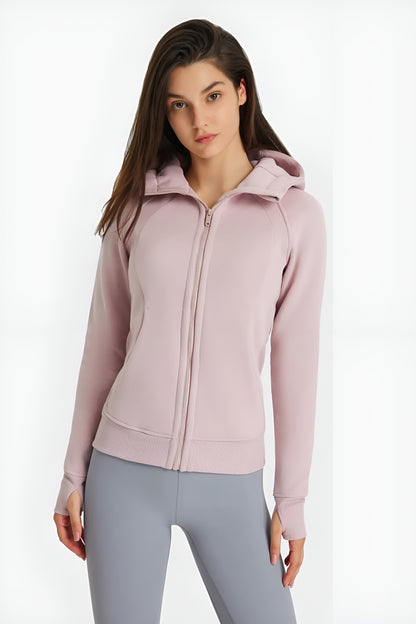 Zip-Up Hooded Sports Jacket