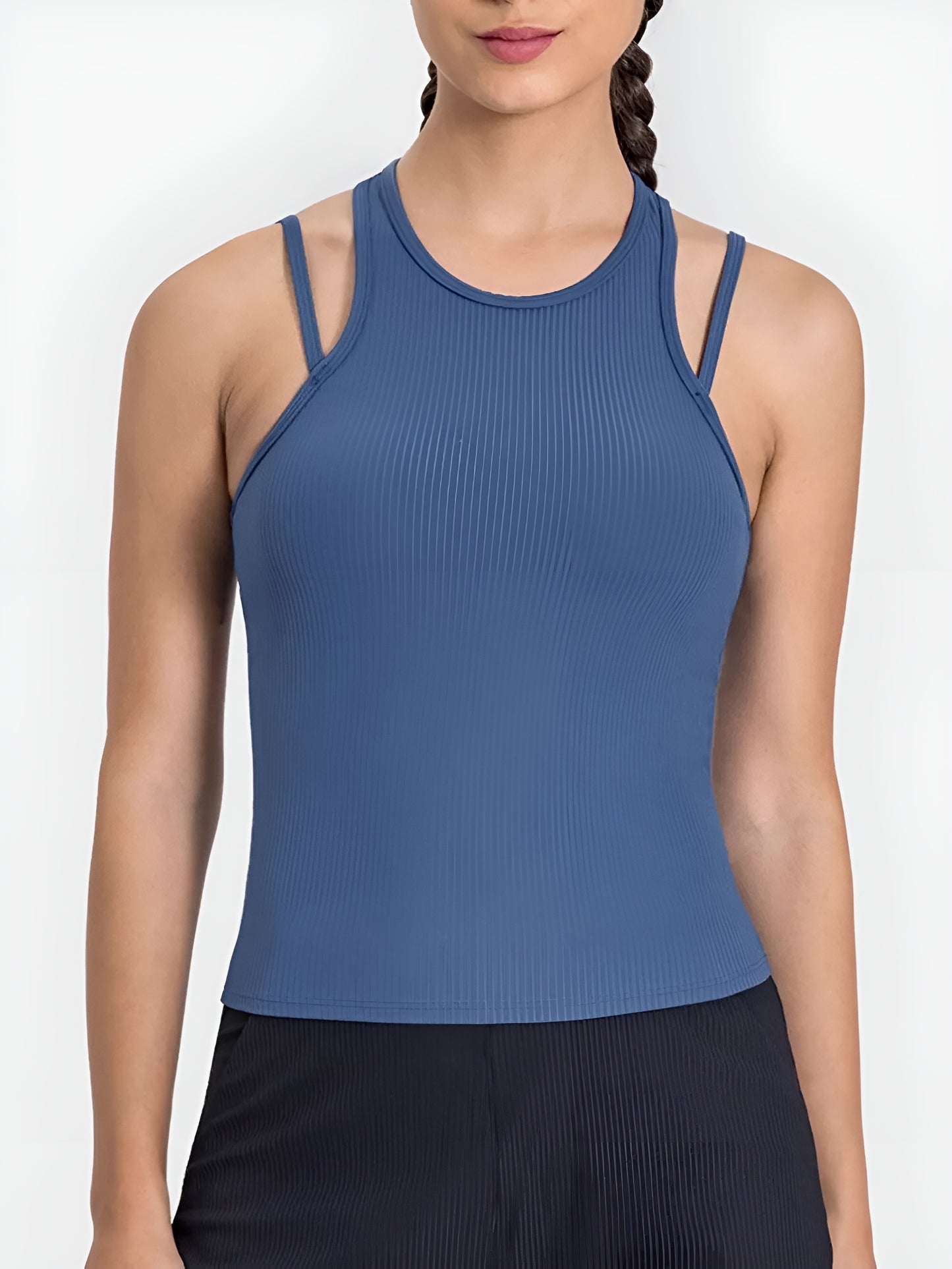 Cutout Round Neck Racerback Active Tank