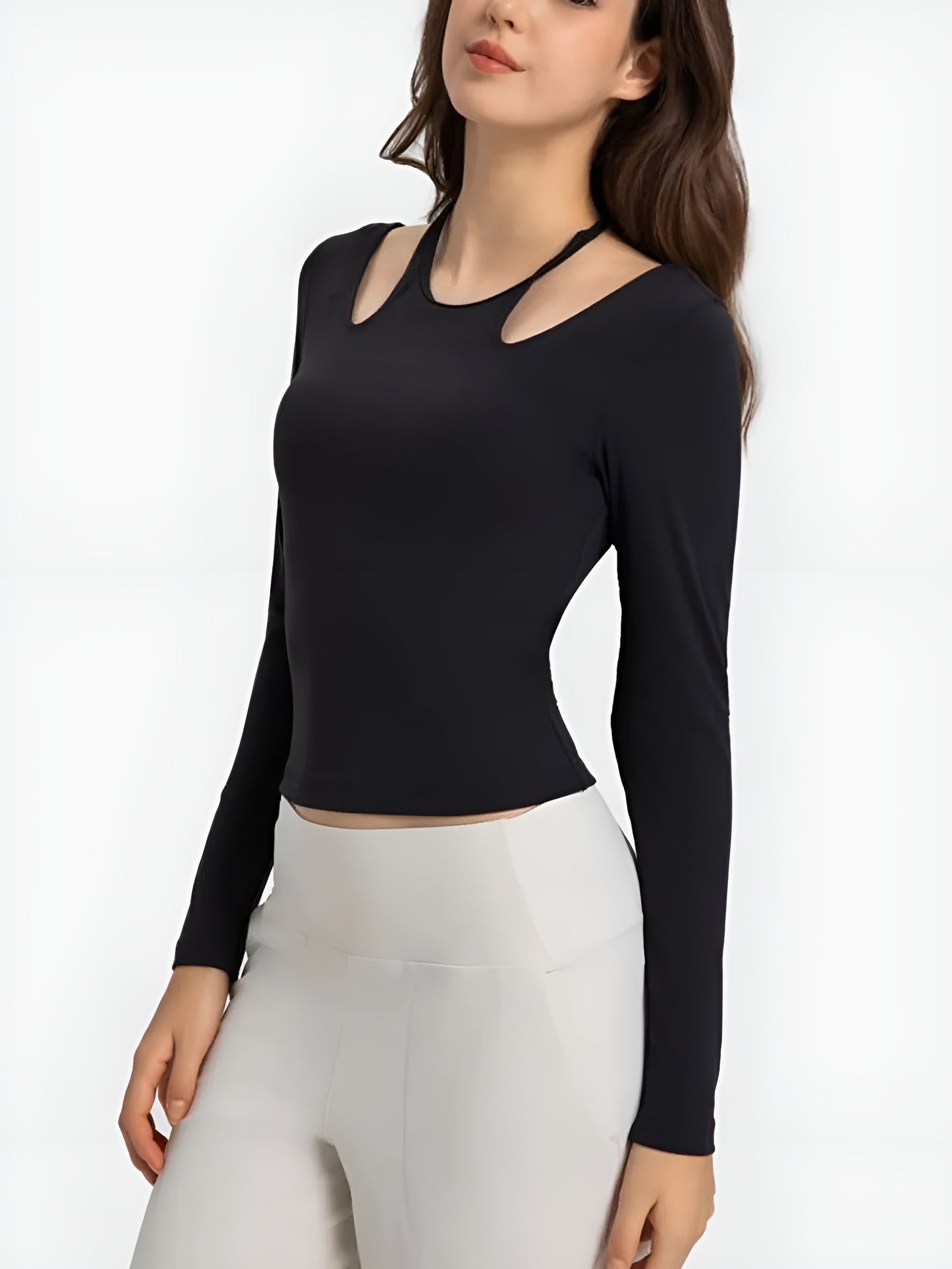 Halter Neck Long Sleeve Sporty Top