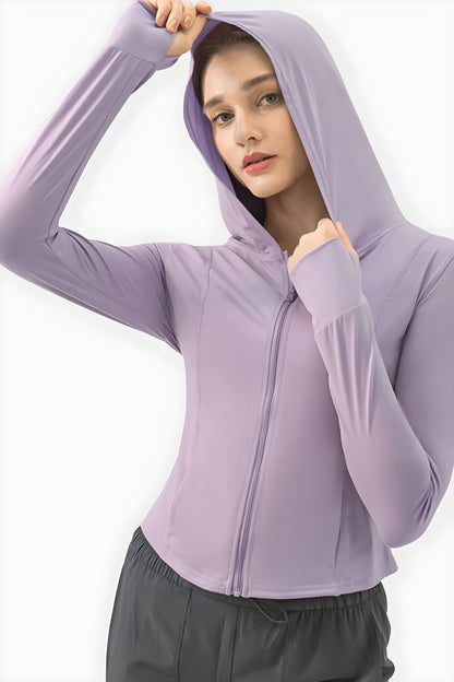 Pocketed Zip Up Long-Sleeve Hoodie