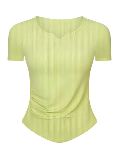 Notched Short Sleeve Active T-Shirt