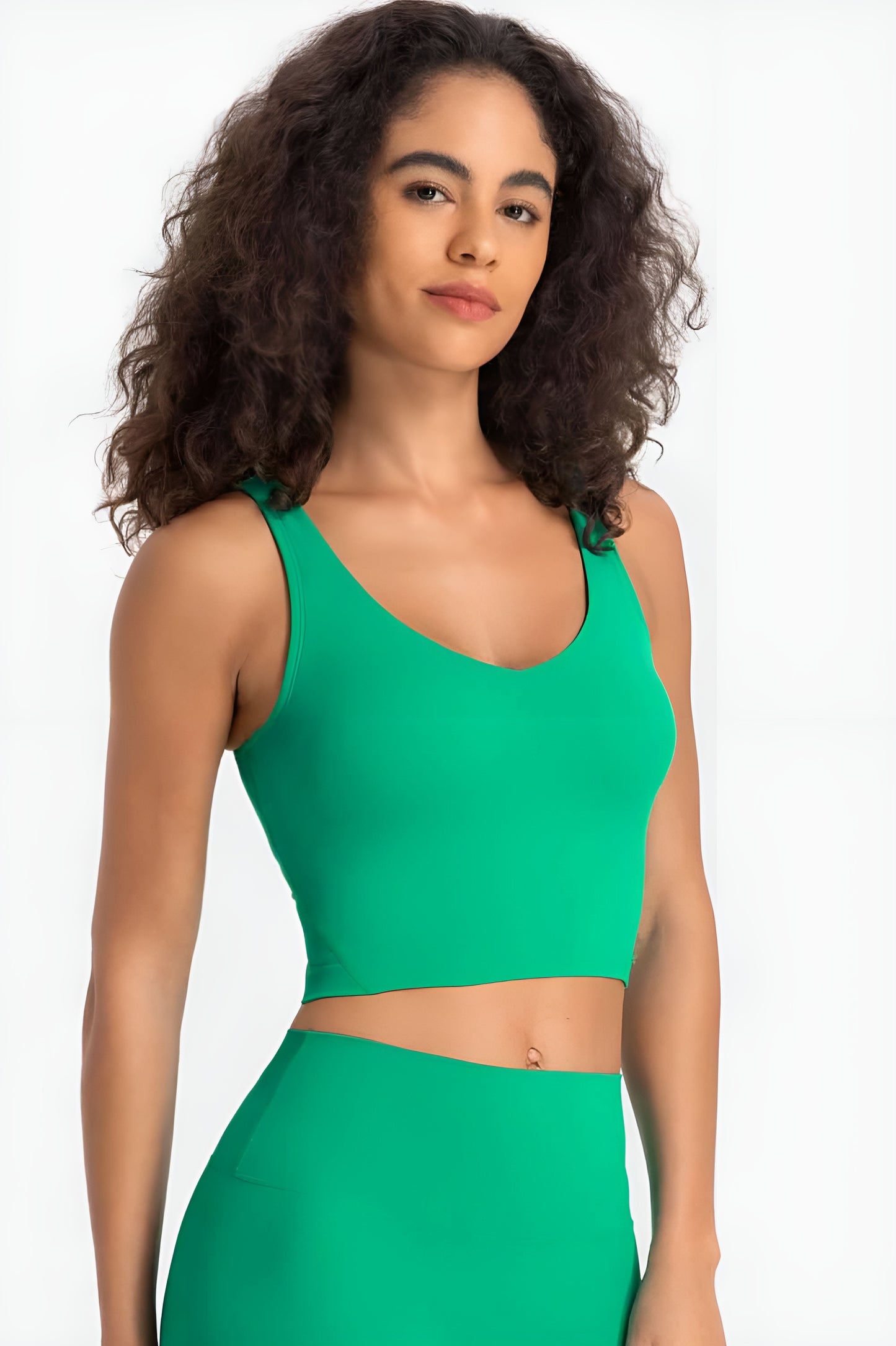 Deep V-Neck Crop Sports Bra