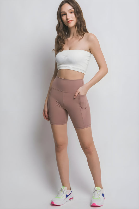 Unite High-Waist Active Shorts with Hidden Pocket