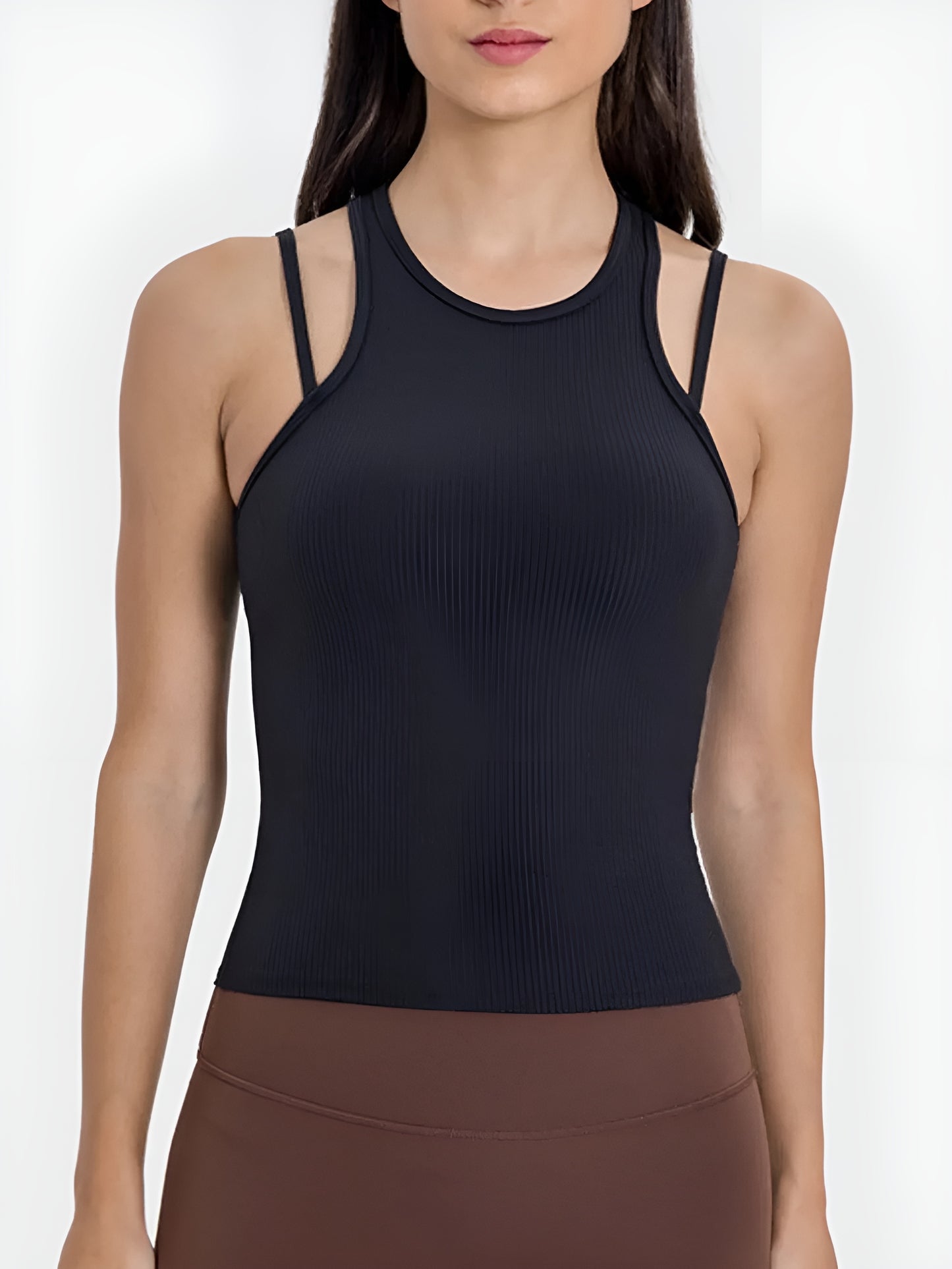 Cutout Round Neck Racerback Active Tank