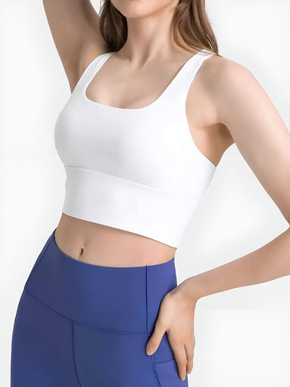 Scoop Neck Crisscross Straps Sports Bra