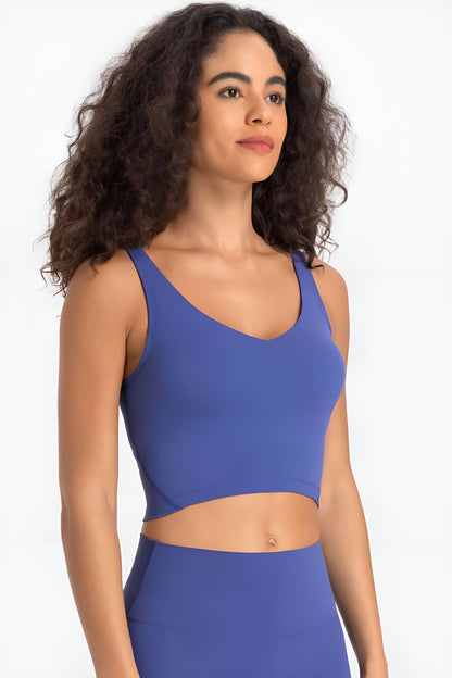 Deep V-Neck Crop Sports Bra