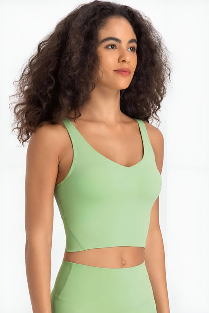 Deep V-Neck Crop Sports Bra