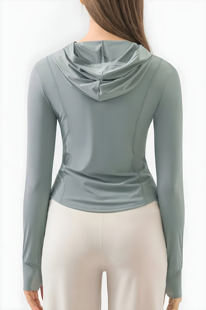 Pocketed Zip Up Long-Sleeve Hoodie