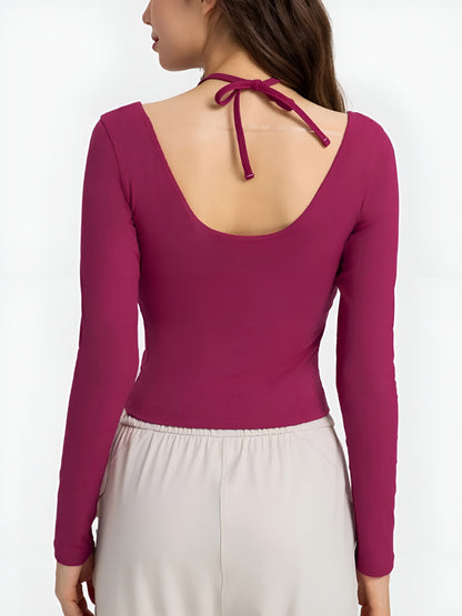 Halter Neck Long Sleeve Sporty Top