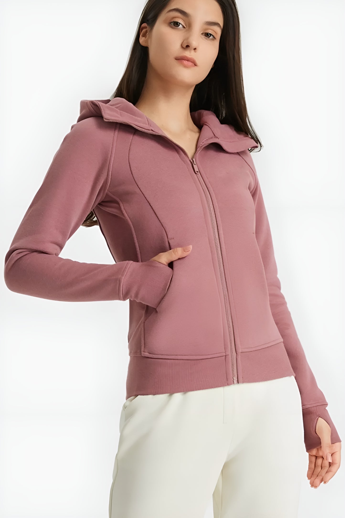 Zip-Up Hooded Sports Jacket