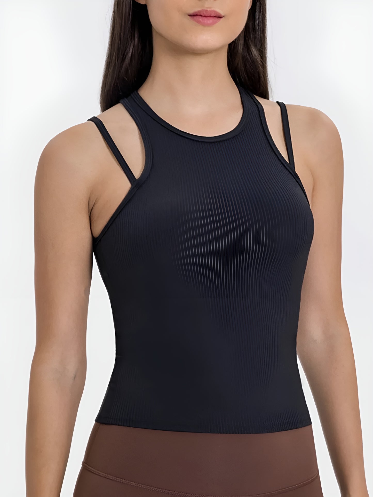 Cutout Round Neck Racerback Active Tank