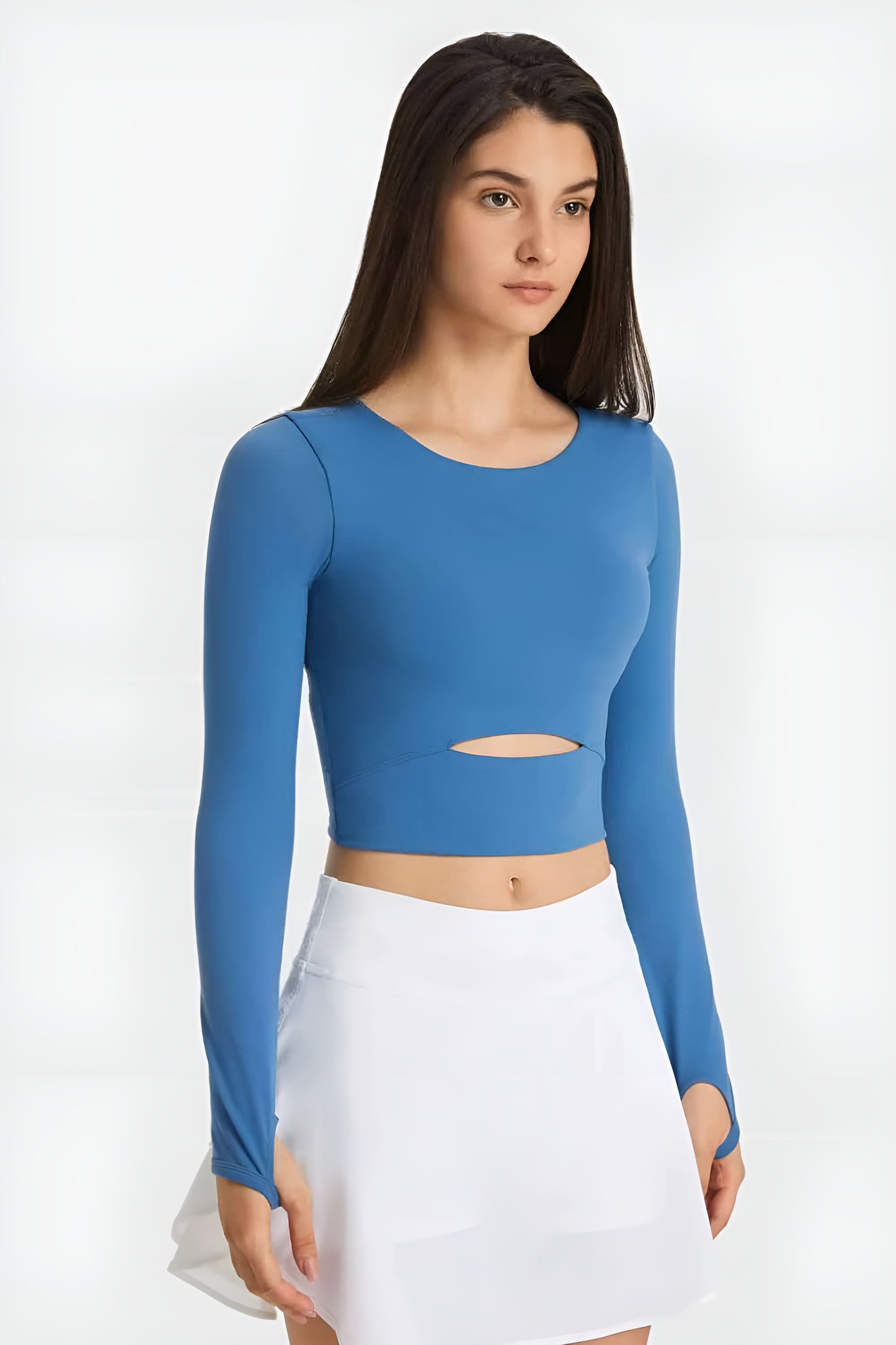 Millennia Cutout Long Sleeve Cropped Sports Top