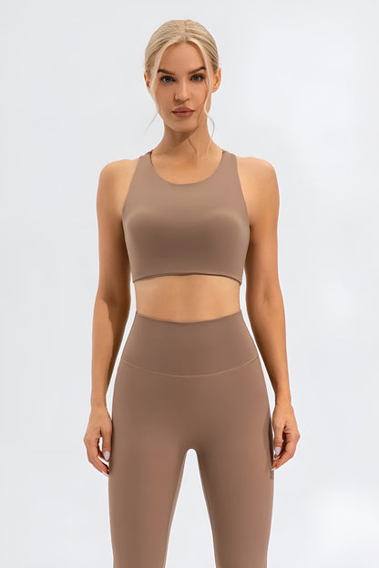 Round Neck Cutout Cropped Active Tank