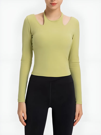 Halter Neck Long Sleeve Sporty Top