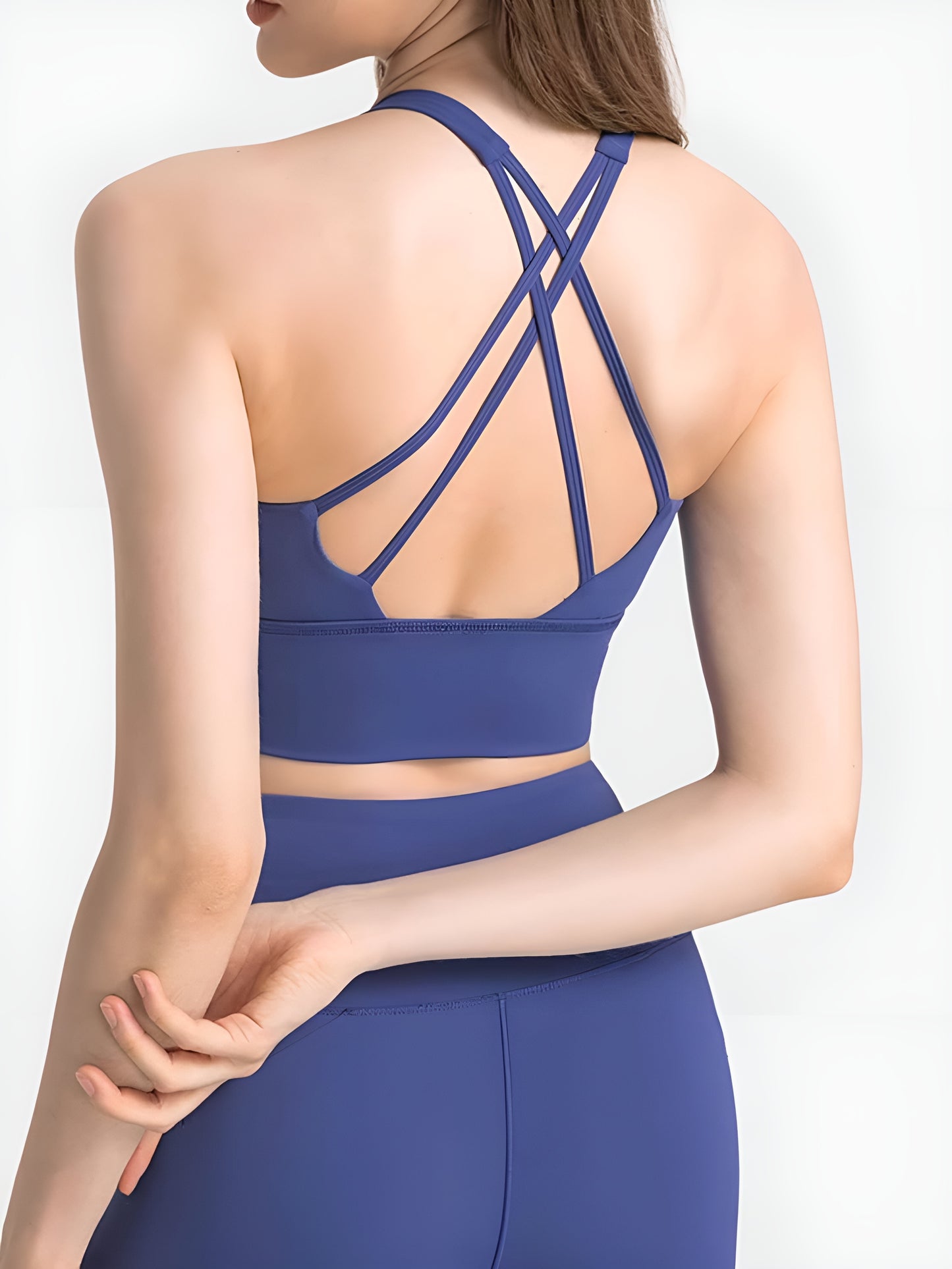 Scoop Neck Crisscross Straps Sports Bra