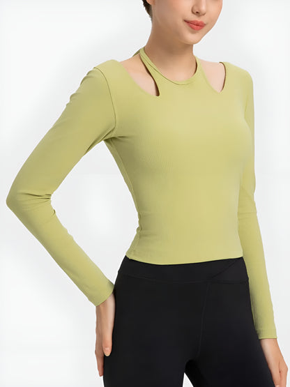 Halter Neck Long Sleeve Sporty Top