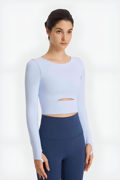 Millennia Cutout Long Sleeve Cropped Sports Top