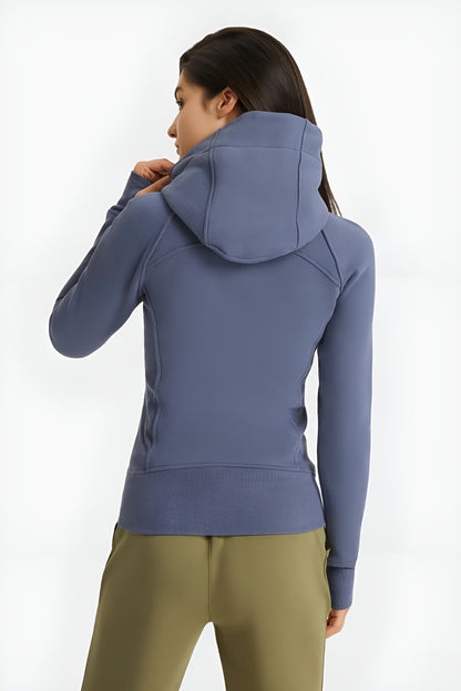 Zip-Up Hooded Sports Jacket