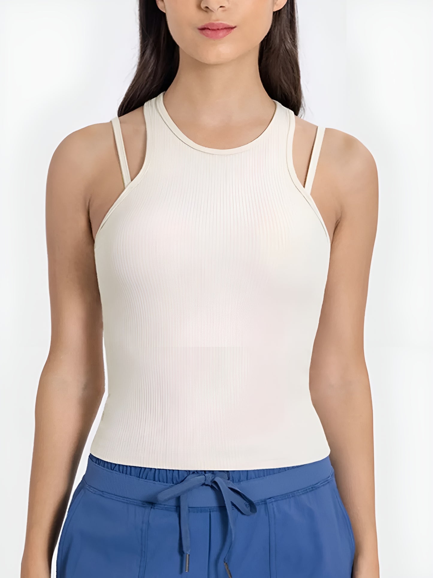 Cutout Round Neck Racerback Active Tank