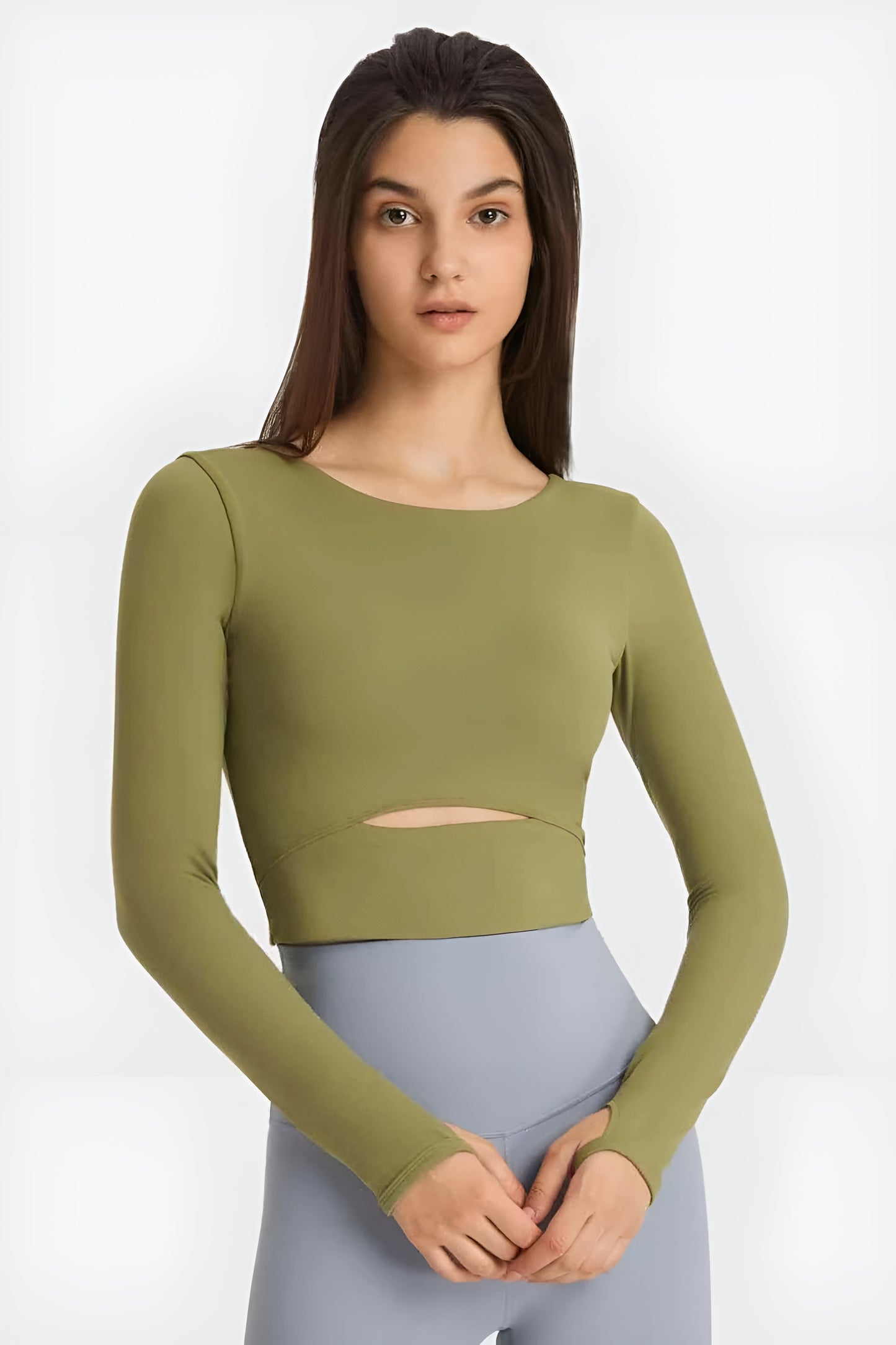 Millennia Cutout Long Sleeve Cropped Sports Top