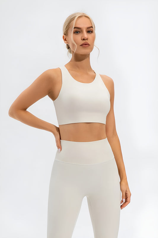 Round Neck Cutout Cropped Active Tank