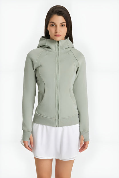 Zip-Up Hooded Sports Jacket