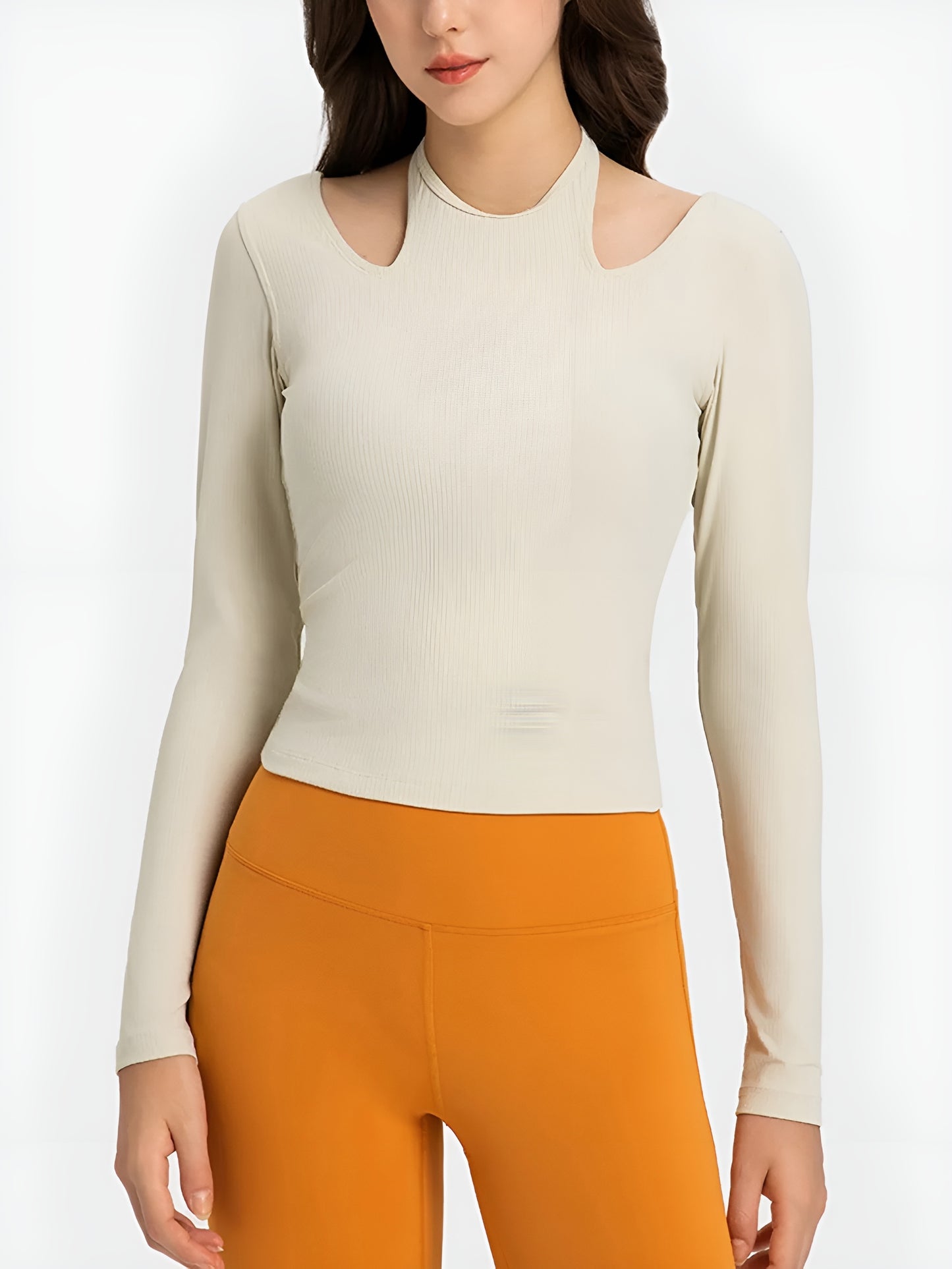 Halter Neck Long Sleeve Sporty Top