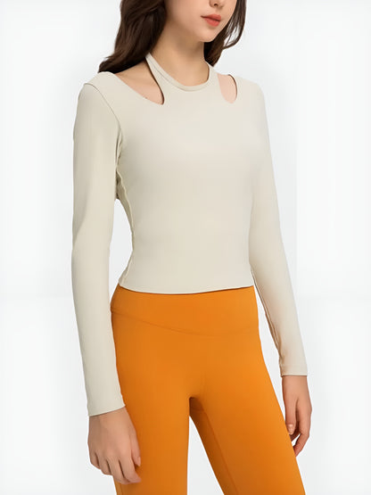 Halter Neck Long Sleeve Sporty Top