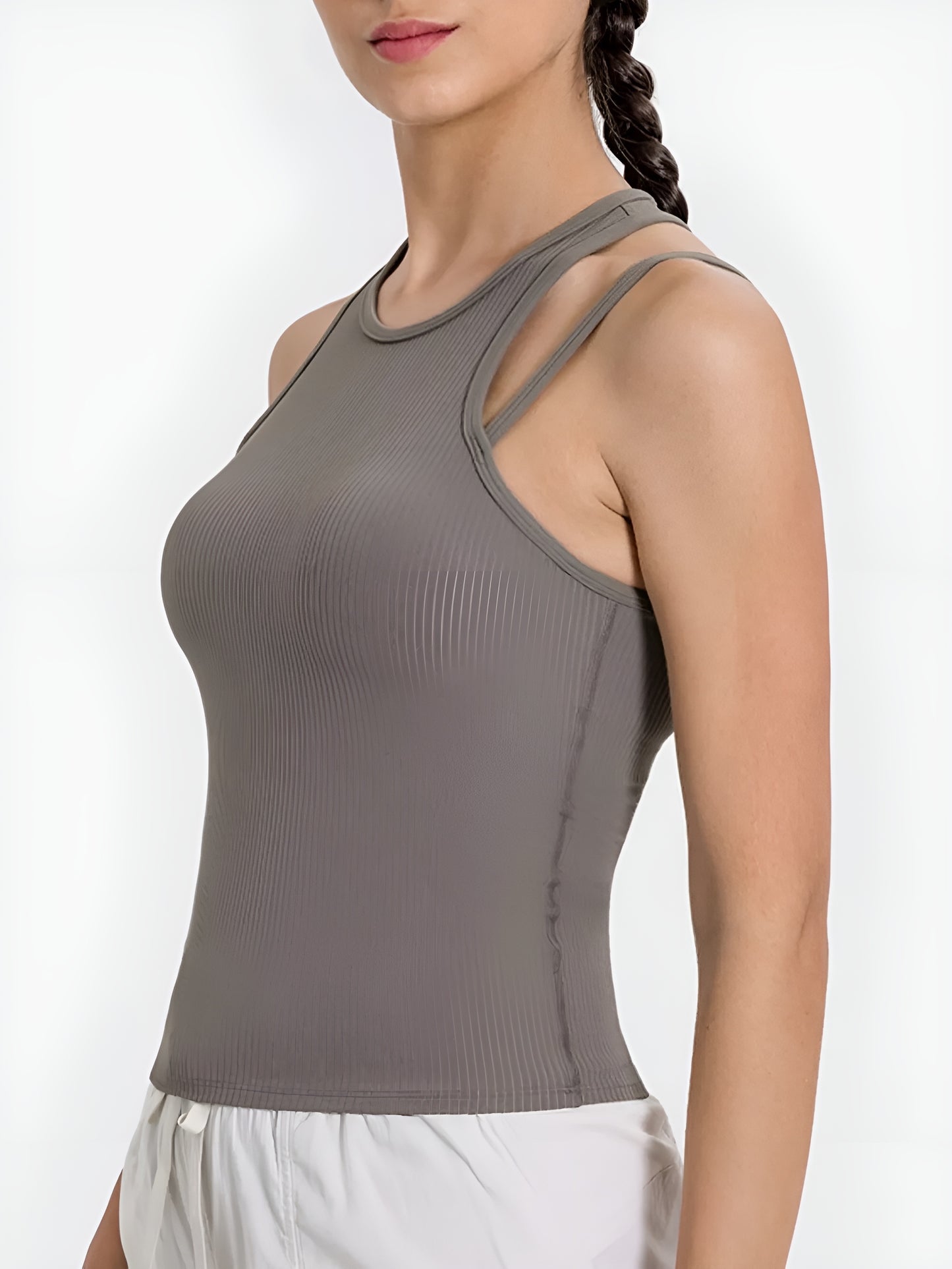 Cutout Round Neck Racerback Active Tank