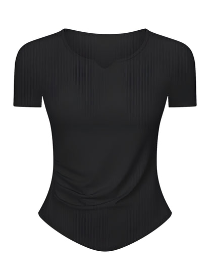 Notched Short Sleeve Active T-Shirt